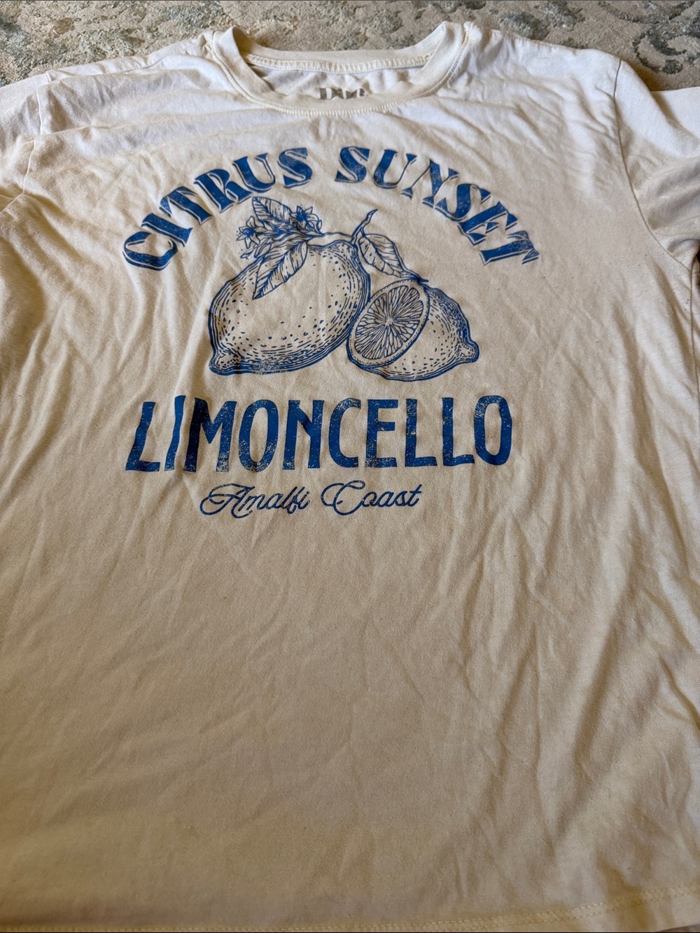 Limoncello Citrus Graphic Tee - White with Blue Print